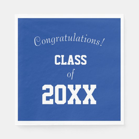 Serviette En Papier Royal Blue and White School Colours Graduation (Devant)