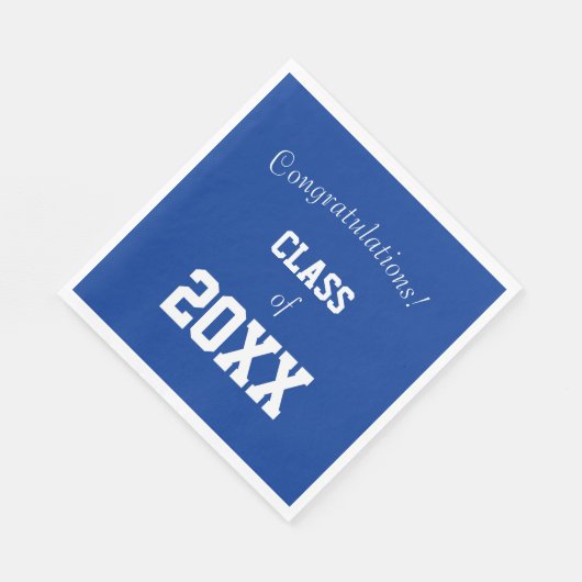 Serviette En Papier Royal Blue and White School Colours Graduation (Coin)