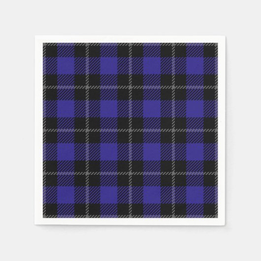 Serviette En Papier Royal Blue Black Plaid (Devant)