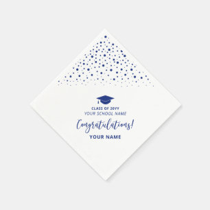Serviette En Papier Royal Blue Class of School Graduation Party