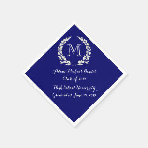 Serviette En Papier Royal Blue Custom Monogram Graduation Napkins