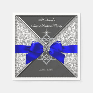Serviette En Papier Royal Blue Diamond Bow