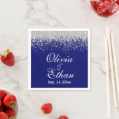 Serviette En Papier Royal Blue et Glittery Sliver (En situation)