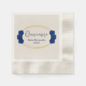 Serviette En Papier Royal Blue et Gold Geometry Quinceañera (Devant)