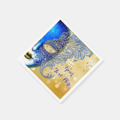 Serviette En Papier Royal Blue et Gold Sweet 16 Masquerade Party (Coin)