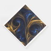 Serviette En Papier Royal Blue Gold Abstrait Swirl (Coin)