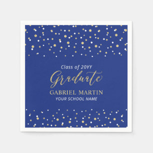 Serviette En Papier Royal Blue, Gold School Graduation Party