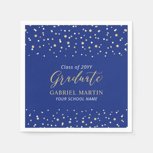 Serviette En Papier Royal Blue, Gold School Graduation Party (Devant)