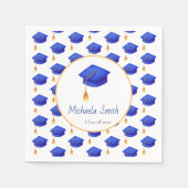 Serviette En Papier Royal Blue Graduation Cap Graduation personnalisée (Devant)