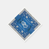 Serviette En Papier Royal Blue, Grey Love Hearts Mariage (Coin)
