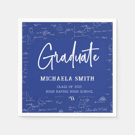 Serviette En Papier Royal Blue High School Math Graduate Party (Devant)