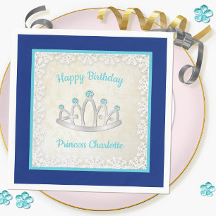 Serviette En Papier Royal Blue Princess Tiara Anniversaire Papier Napk