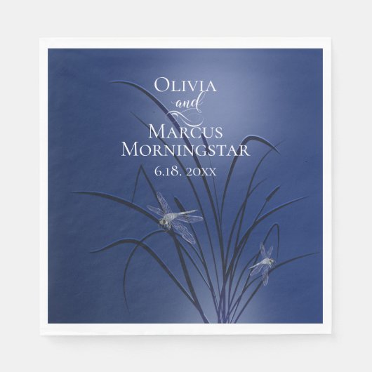 Serviette En Papier Royal Blue Purple Dragonfly (Devant)