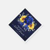 Serviette En Papier Royal Blue Rustic Tournesol Fête des mariées moder (Coin)