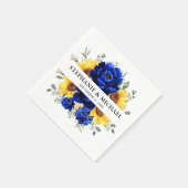 Serviette En Papier Royal Blue Rustic Tournesol Moderne Floral Mariage (Coin)