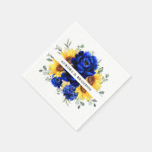 Serviette En Papier Royal Blue Rustic Tournesol Moderne Floral Mariage (Coin)