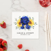 Serviette En Papier Royal Blue Rustic Tournesol Moderne Floral Mariage (En situation)