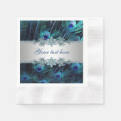 Serviette En Papier Royal Blue Silver Peacock (Devant)