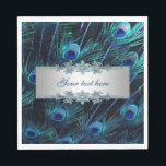 Serviette En Papier Royal Blue Silver Peacock<br><div class="desc">Plumes de paon bleu royal avec de jolies serviettes de mariage centre argenté et des serviettes d'évènement. Vous pouvez ajouter du texte pour personnaliser ces belles serviettes bleu et argent royal.</div>