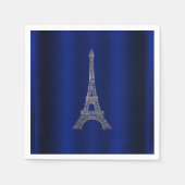Serviette En Papier Royal Blue Silver Tour Eiffel Paris Mariage chic (Devant)