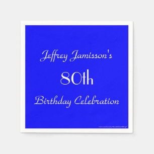 Serviette En Papier Royal Blue Solid 80th Birthday Party Paper
