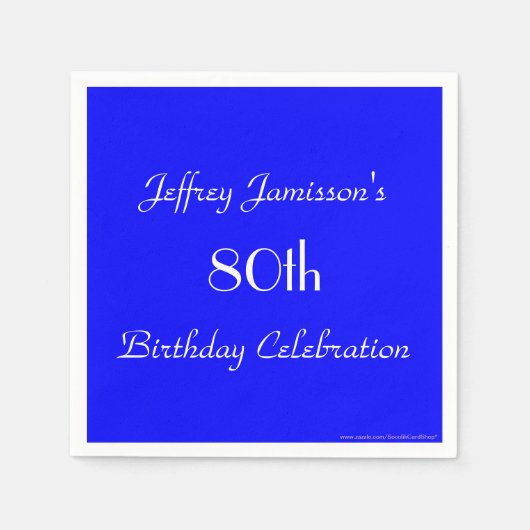 Serviette En Papier Royal Blue Solid 80th Birthday Party Paper (Devant)