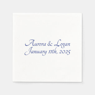 Serviette En Papier Royal Blue Text Cocktail traditionnel Mariage