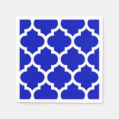 Serviette En Papier Royal Blue White Marocain Quatrefoil Motif #5 (Devant)