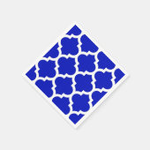 Serviette En Papier Royal Blue White Marocain Quatrefoil Motif #5 (Coin)