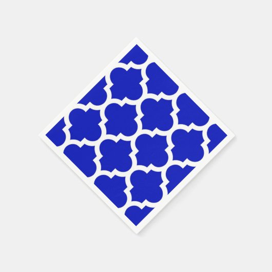 Serviette En Papier Royal Blue White Marocain Quatrefoil Motif #5 (Coin)