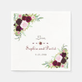 Serviette En Papier Royal Burgundy Marsala Floral Mariage (Devant)