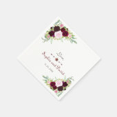 Serviette En Papier Royal Burgundy Marsala Floral Mariage (Coin)
