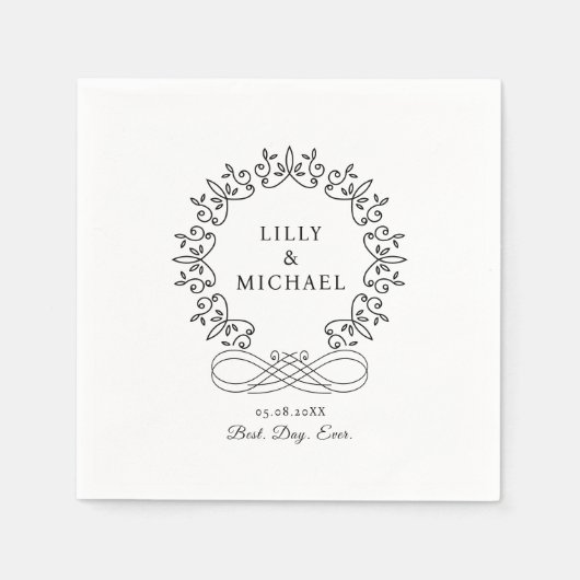 Serviette En Papier Royal, Elegant, "Best Day-Ever" Mariage (Devant)