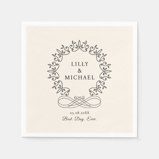 Serviette En Papier Royal, Elegant, "Best Day-Ever" Mariage (Devant)