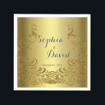 Serviette En Papier Royal Gold Abstrait Peacock Mariage personnalisé<br><div class="desc">Design très élégant avec des Peacocks arrière - plan doré et abstrait or brillant pour un événement spécial mariage. Il donnera une touche unique à votre style mariage. Sois différent ! Personnalisez avec vos propres informations. Si vous devez déplacer le texte ou modifier la taille, la police ou la couleur,...</div>