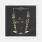 Serviette En Papier Royal Gold Art Deco Monogram Mariage (Devant)