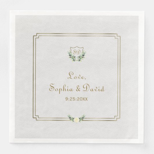 Serviette En Papier Royal Gold Crest Mariage de verdure luxuriante (Devant)