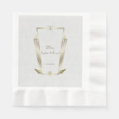 Serviette En Papier Royal Gold White Art Déco Mariage Monogramme (Devant)