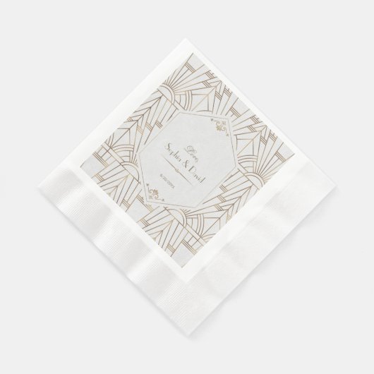 Serviette En Papier Royal Gold White Great Gatsby 1920 Mariage (Coin)
