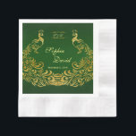 Serviette En Papier Royal Green Peacock Mariage personnalisé<br><div class="desc">Design unique avec Royal Green Gradient arrière - plan et abstrait Gold Sparkling Peacocks pour votre événement mariage spécial. Il donnera une touche unique à votre style mariage. Sois différent ! Personnalisez avec vos propres informations. Si vous devez déplacer le texte ou modifier la taille, la police ou la couleur,...</div>