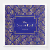 Serviette En Papier Royal Navy Blue Gold Great Gatsby Art Déco Mariage (Devant)