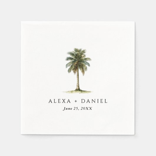 Serviette En Papier Royal Palm Tree Mariage tropical (Devant)