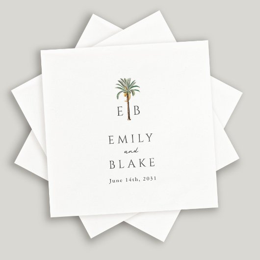 Serviette En Papier Royal Palm Tropical Classic Monogram Wedding