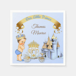 Serviette En Papier Royal Prince Castle Carriage Blue Gold Boy