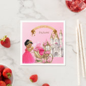 Serviette En Papier Royal Princess Castle Carriage Rose Gold Girl (En situation)