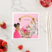 Serviette En Papier Royal Princess Castle Carriage Rose Gold Girl (En situation)
