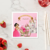 Serviette En Papier Royal Princess Castle Carriage Rose Gold Girl (En situation)