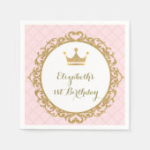 Serviette En Papier Royal Princess Pink Gold Papier d'anniversaire Nap (Devant)