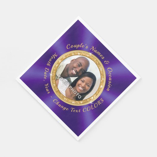 Serviette En Papier Royal Purple, Personnalisé, serviettes avec photo (Coin)