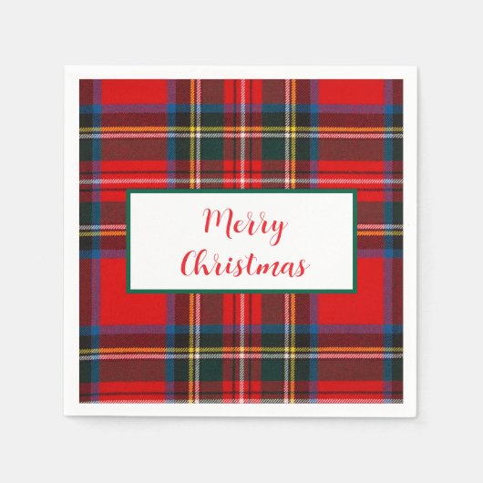 Serviette En Papier Royal Stewart Christmas MERRY XMAS Plaid Wreath (Devant)